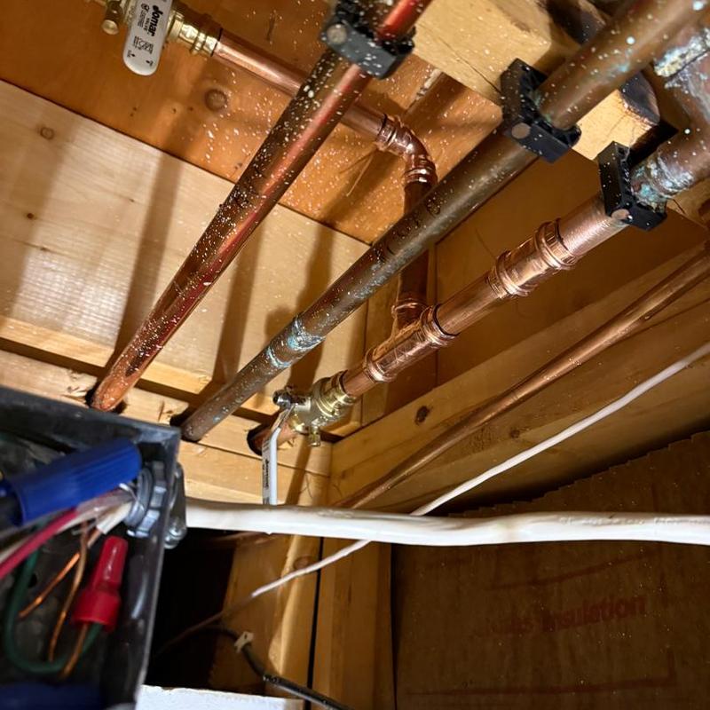 Copper water pipes with new frost-free spigot installed