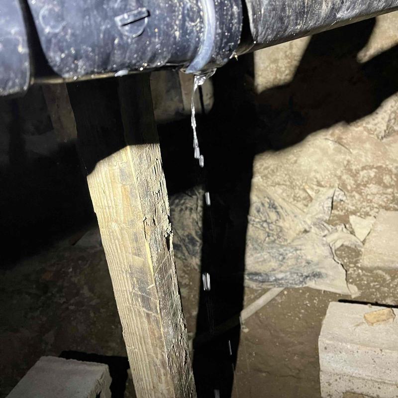 Laundry sink drain pipe leak in crawl space