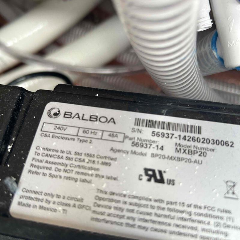 Balboa hot tub control panel label and wiring connections