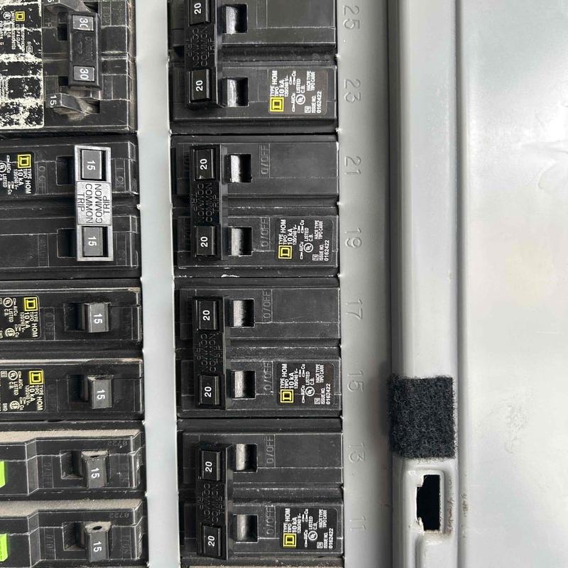Square D 20 amp circuit breakers in electrical panel