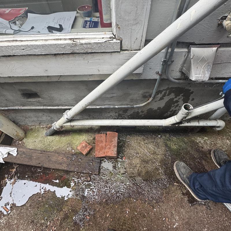 Drain line clean-out open for leak inspection Drain line clean-out open for leak inspection