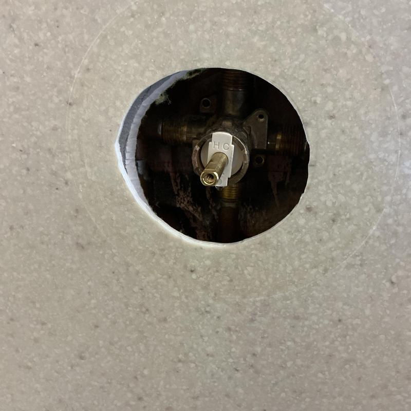 Moen Posi-Temp valve installed in wall cavity Moen Posi-Temp valve installed in wall cavity