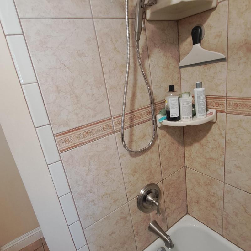 Single handle shower valve and tub faucet with showerhead