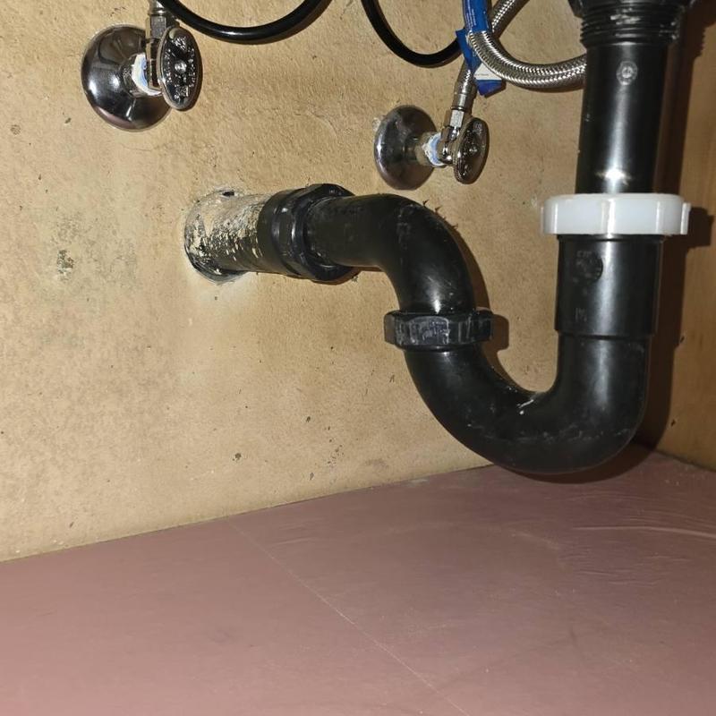 Bathroom sink P-trap and shutoff valves installation