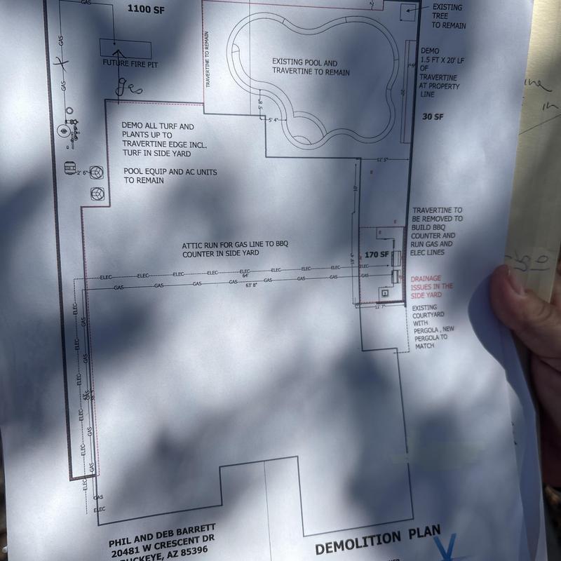 Natural gas line layout for side yard BBQ installation Natural gas line layout for side yard BBQ installation