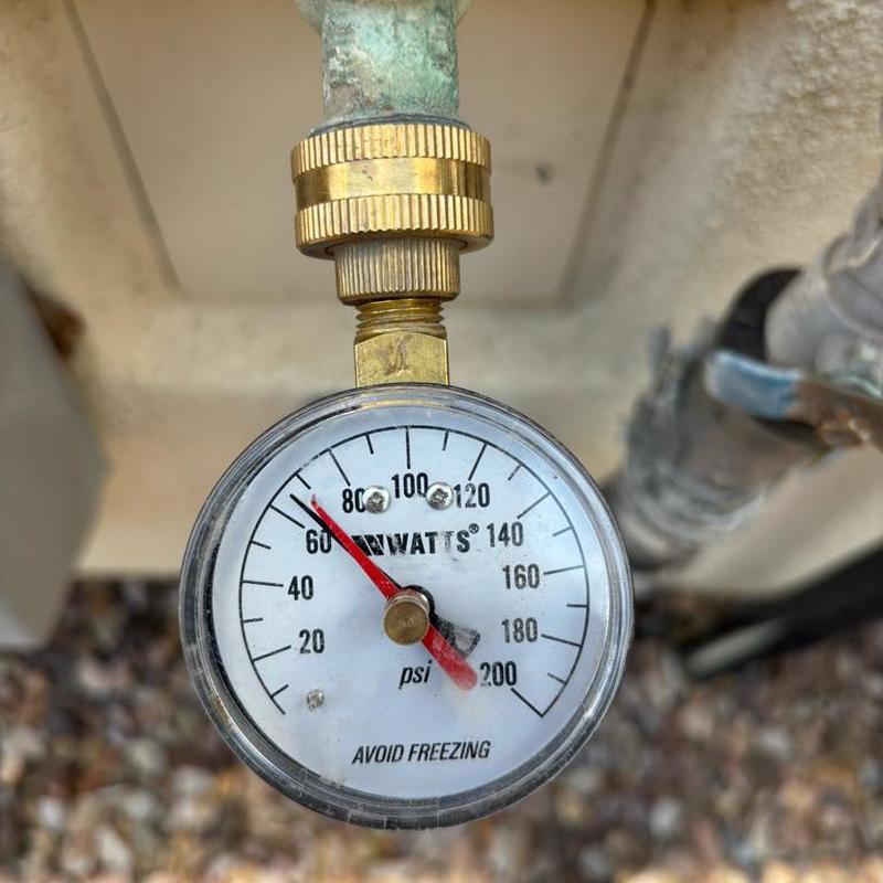 Pressure relief valve with pressure gauge at 70 psi