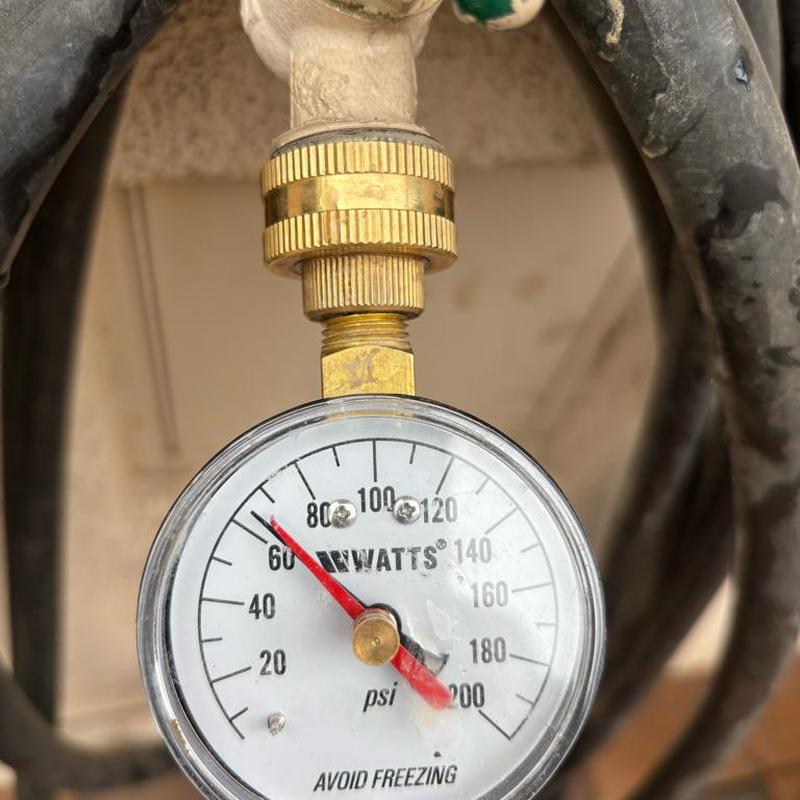 Pressure regulator valve gauge reading 65 psi