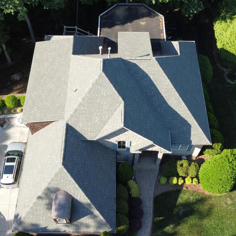 GAF architectural shingle roof replacement on house