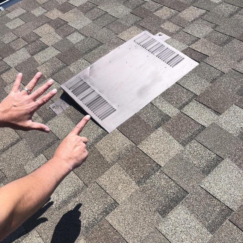 Asphalt shingle roof with metal vent flashing installation