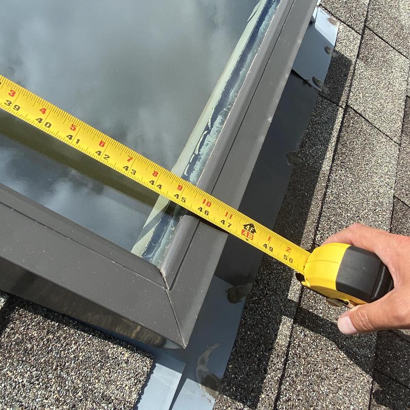Skylight frame measurement on asphalt shingle roof