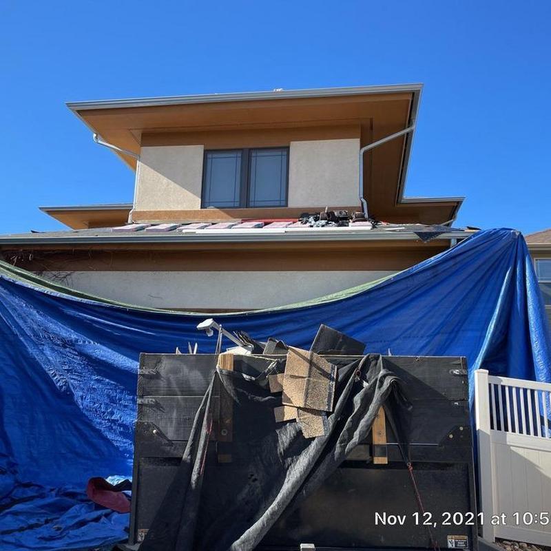Step flashing and chimney flashing roof repair setup