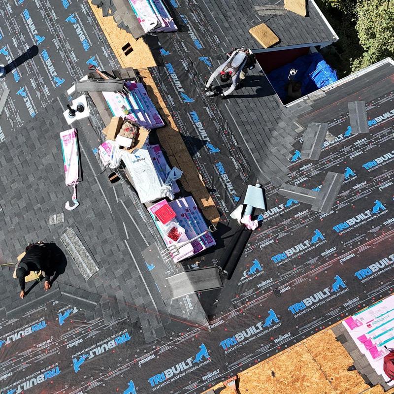Asphalt shingle roof installation with Owens Corning onyx black