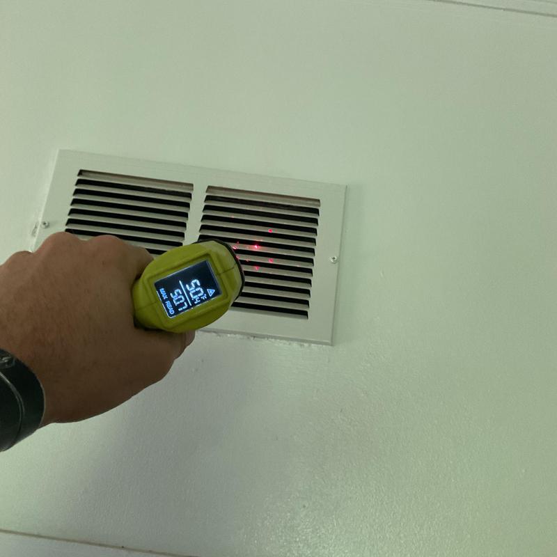 Air vent temperature check with infrared thermometer