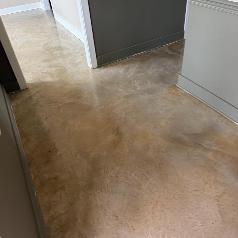 Polished concrete floor in residential hallway