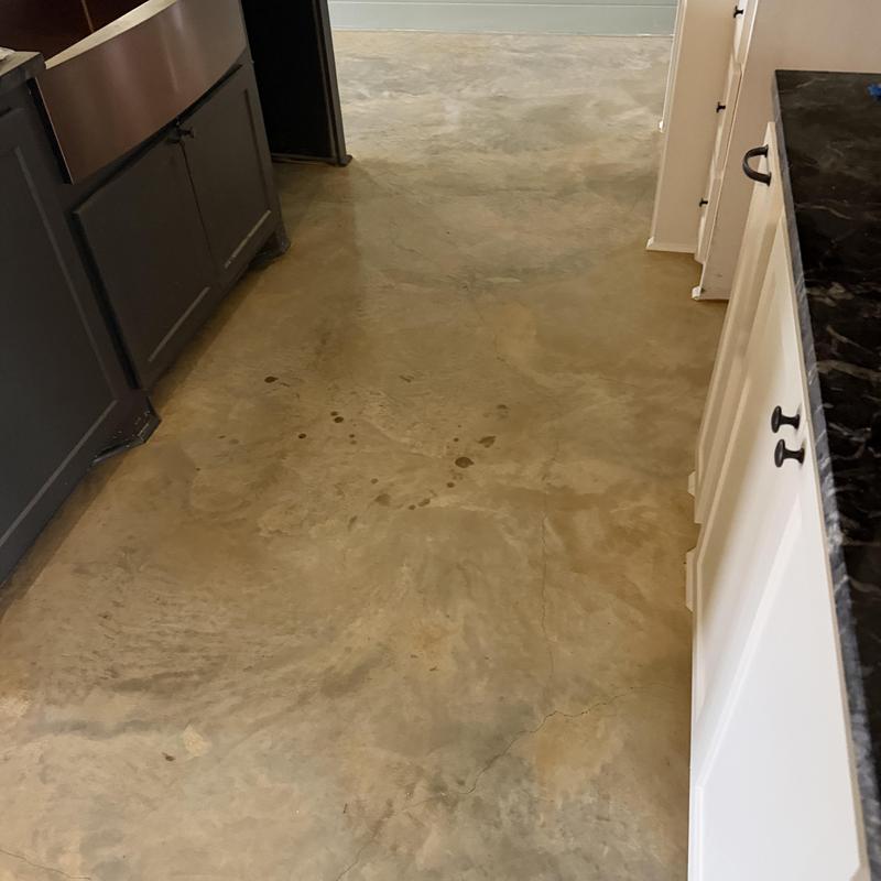 Polished concrete floor in kitchen corridor