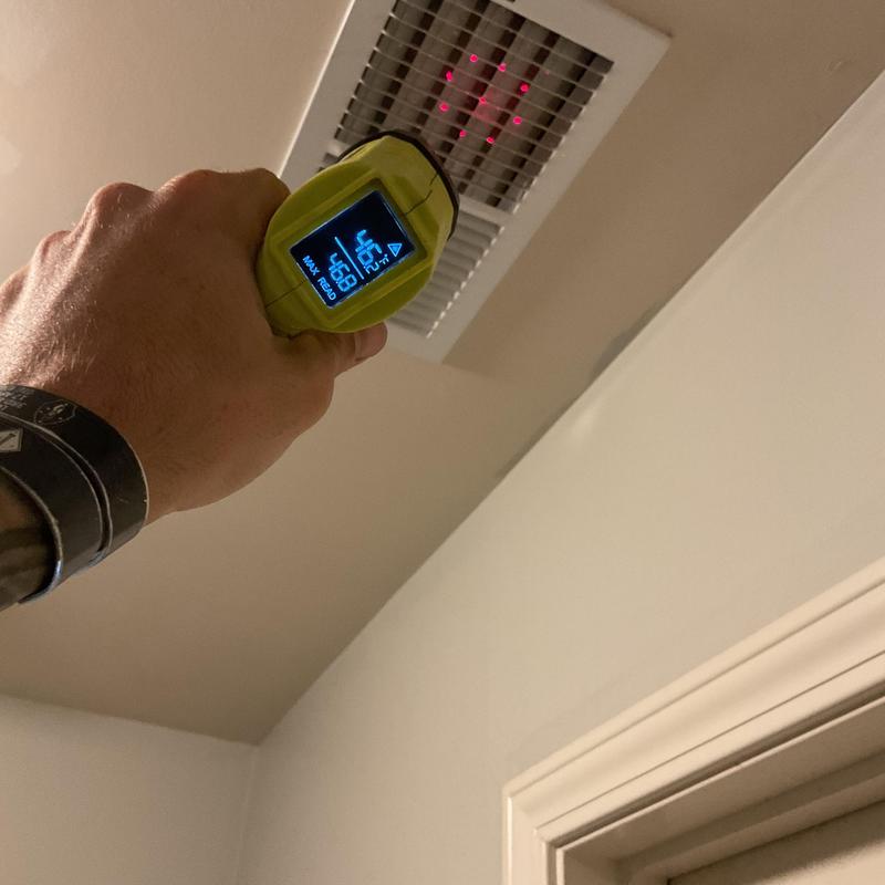 Air vent temperature check with infrared thermometer