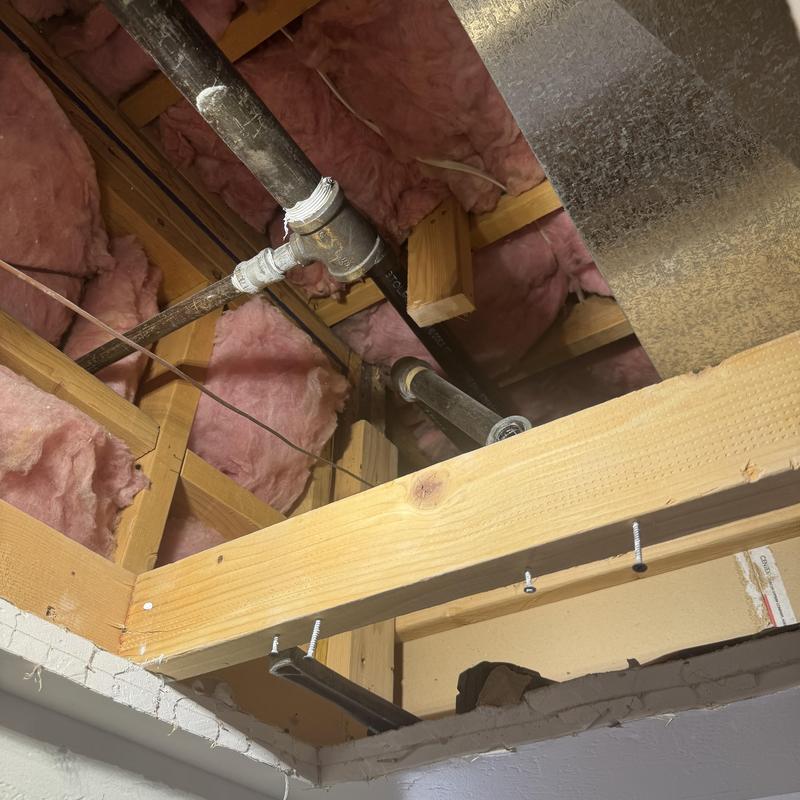 Gas piping system with insulation and wooden framing Gas piping system with insulation and wooden framing