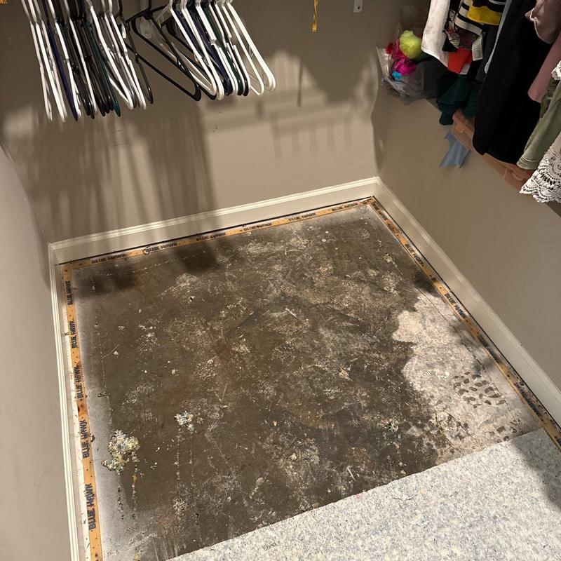 Closet subfloor damage after carpet removal