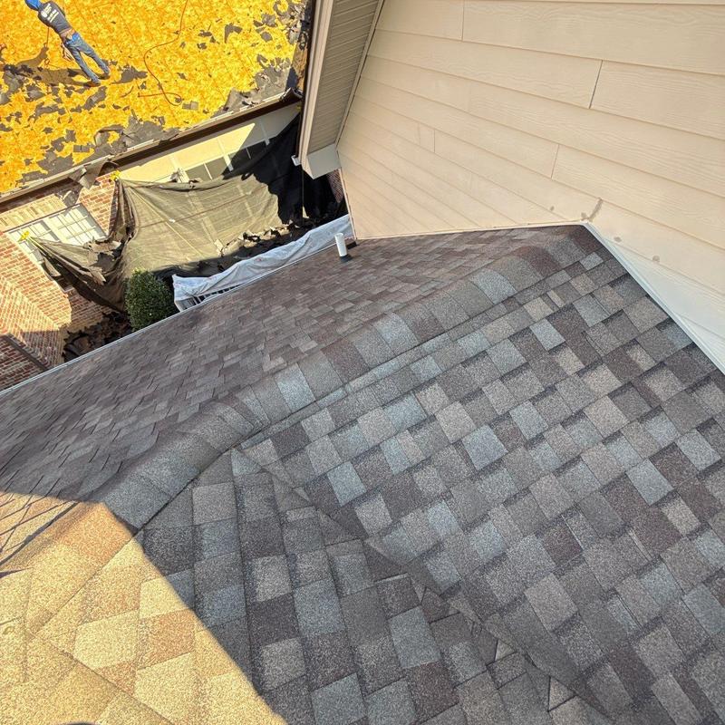 Roof shingles inspection with visible hail damage