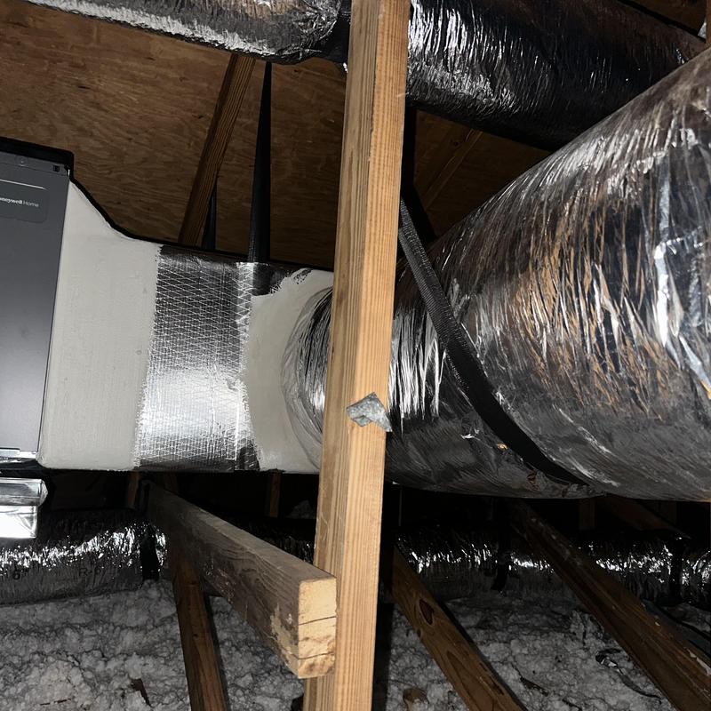 Air handler and new flexible duct installation in attic Air handler and new flexible duct installation in attic