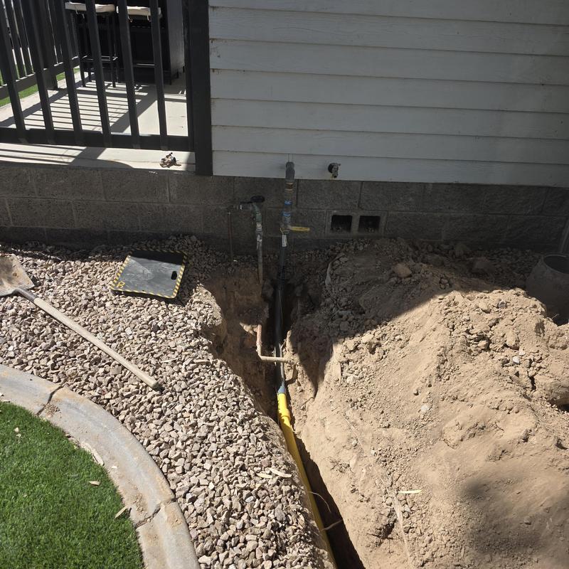 Polyethylene gas line from meter to home trench