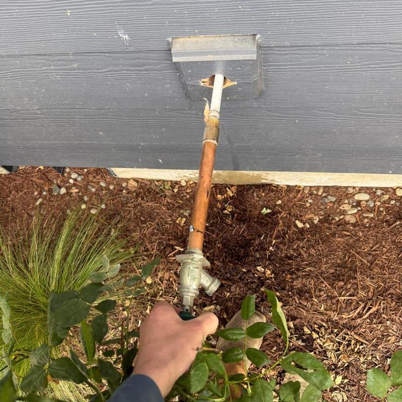 Exterior faucet hose bib installation with copper piping