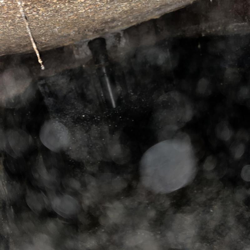 Septic tank interior with inlet and outlet baffles