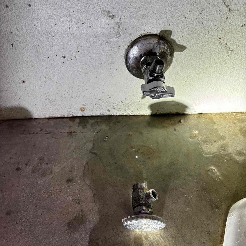 Garage bathroom emergency stop valve removed for replacement