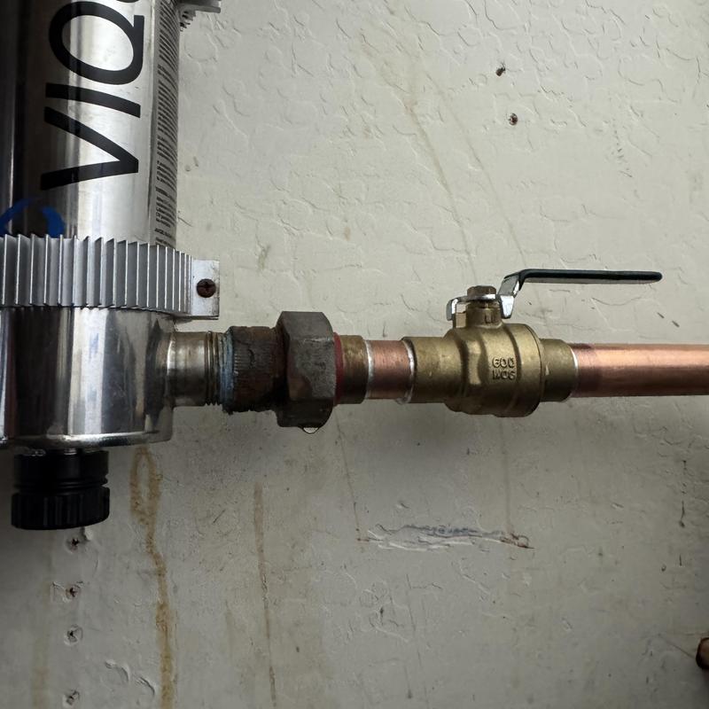 Copper pipe with brass ball valve and filter system Copper pipe with brass ball valve and filter system