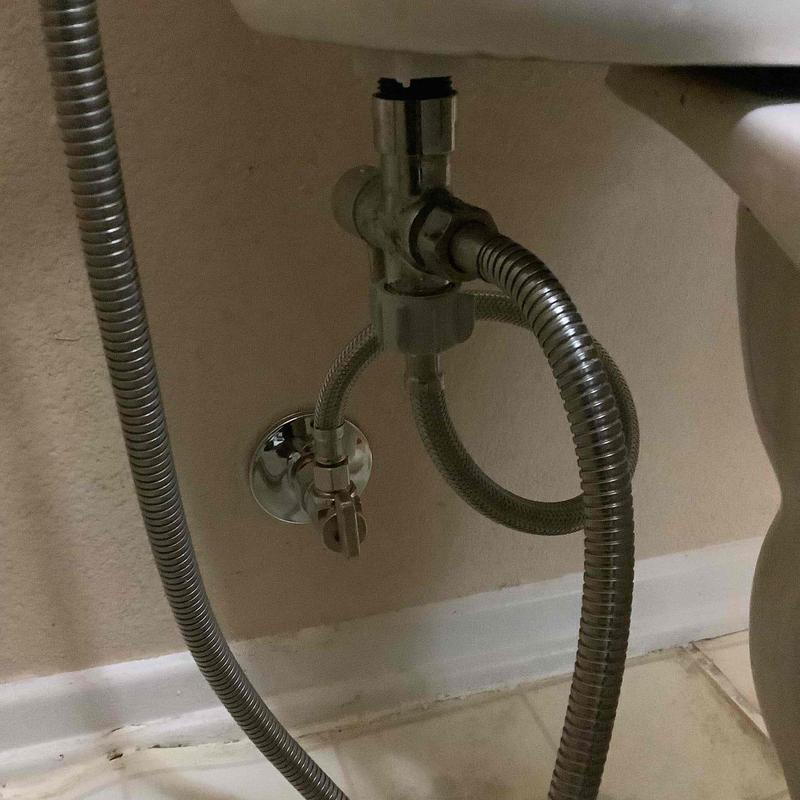 Toilet fill valve with shut-off valve and supply line