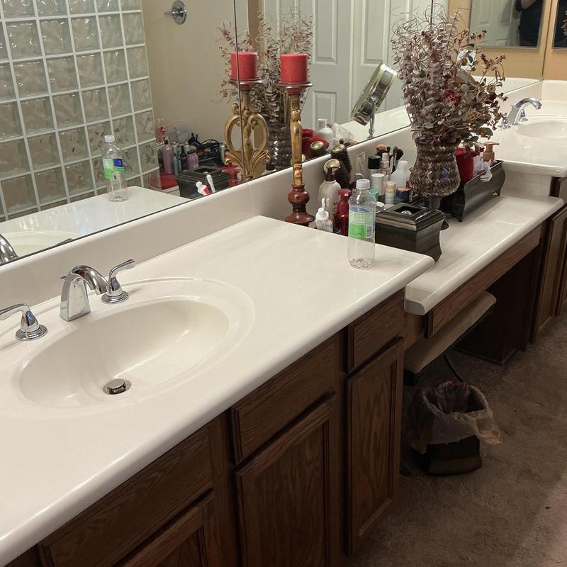 Widespread lavatory faucet installation with chrome finish Widespread lavatory faucet installation with chrome finish