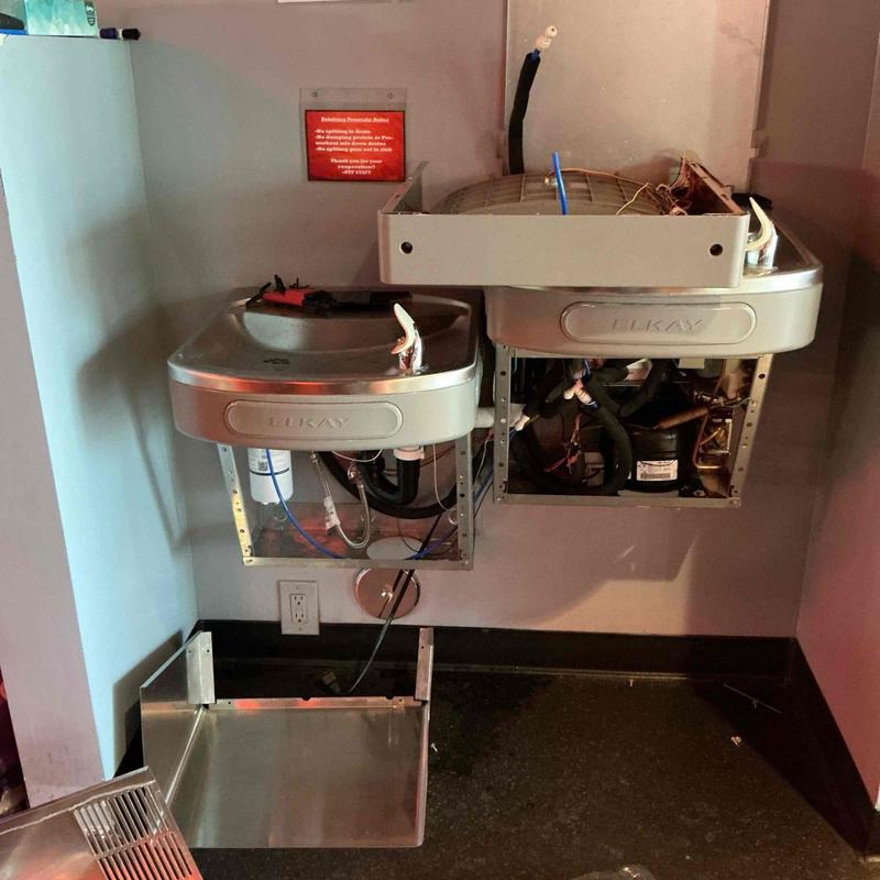 Drinking fountain solenoid replacement and disassembly