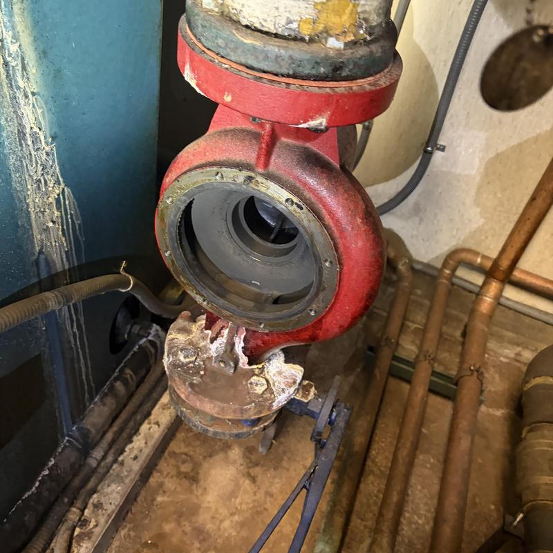 Central Plant Boiler 1 pump housing and seal area