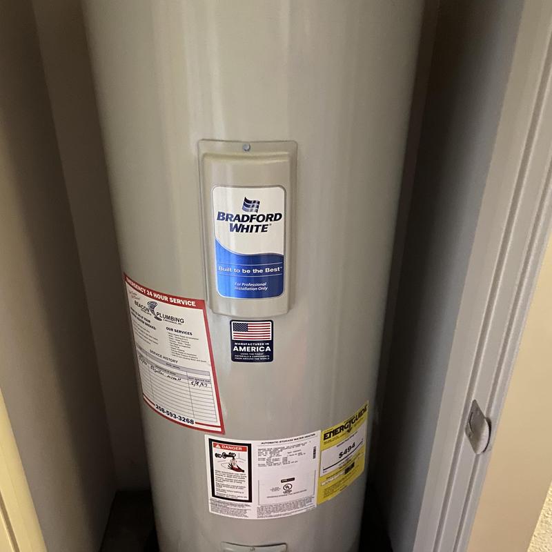 Bradford White water heater with service tags