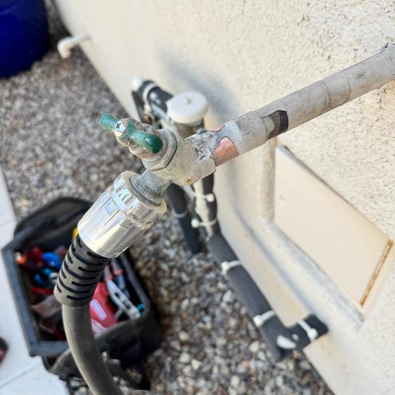 Sweat hose bib replacement with garden hose attached