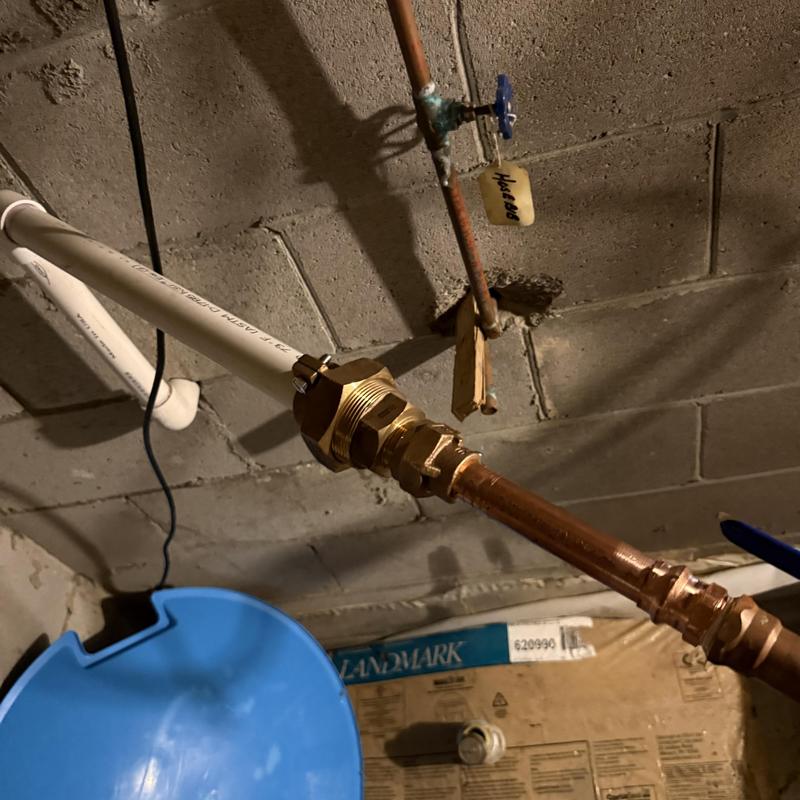 Sprinkler system waterline with brass fitting and valve Sprinkler system waterline with brass fitting and valve