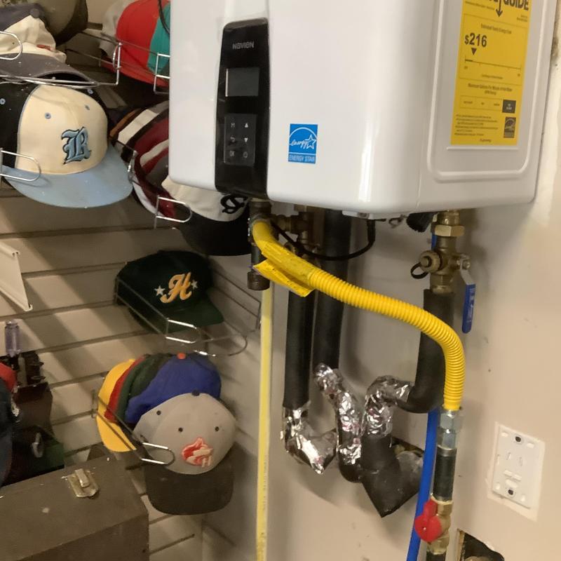 Navien tankless water heater with yellow gas line Navien tankless water heater with yellow gas line