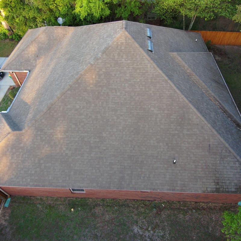 Asphalt shingle roof soft washed and inspected