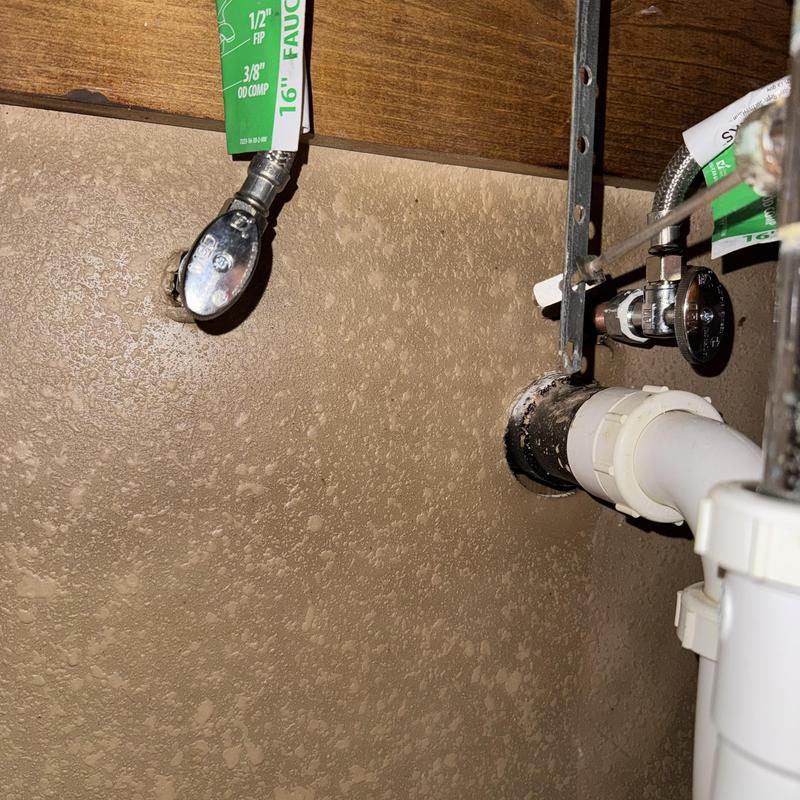 Angle stop valves and supply lines under sink installation