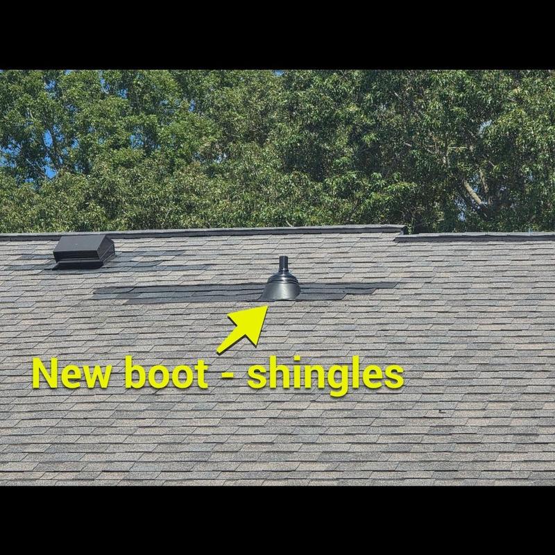 Pipe boot and shingle replacement on roof Pipe boot and shingle replacement on roof