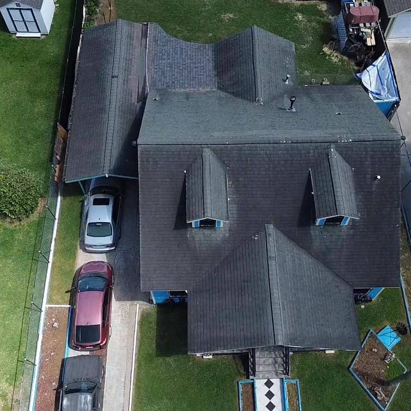 Asphalt shingle roof inspection on residential house
