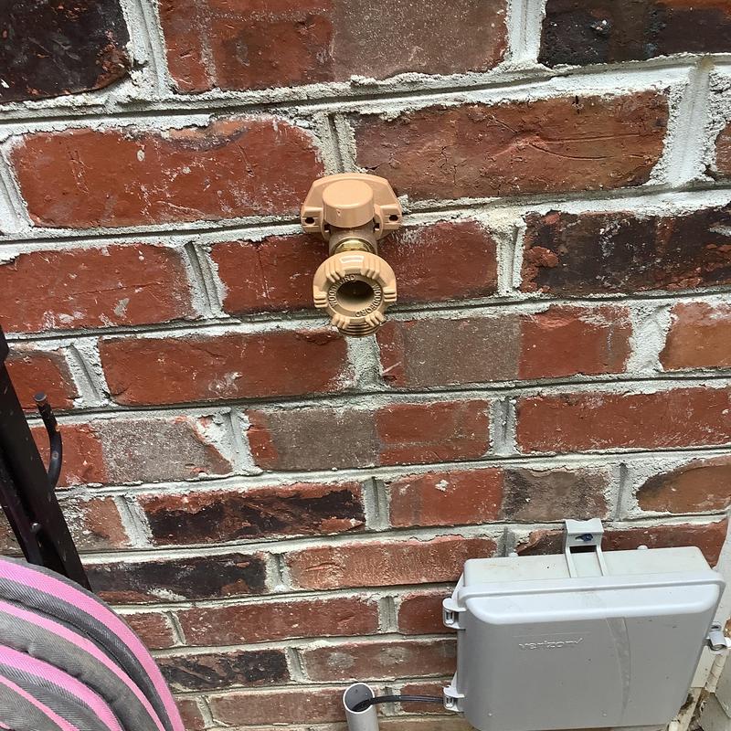 Woodford frost proof hose bib installation on brick wall Woodford frost proof hose bib installation on brick wall