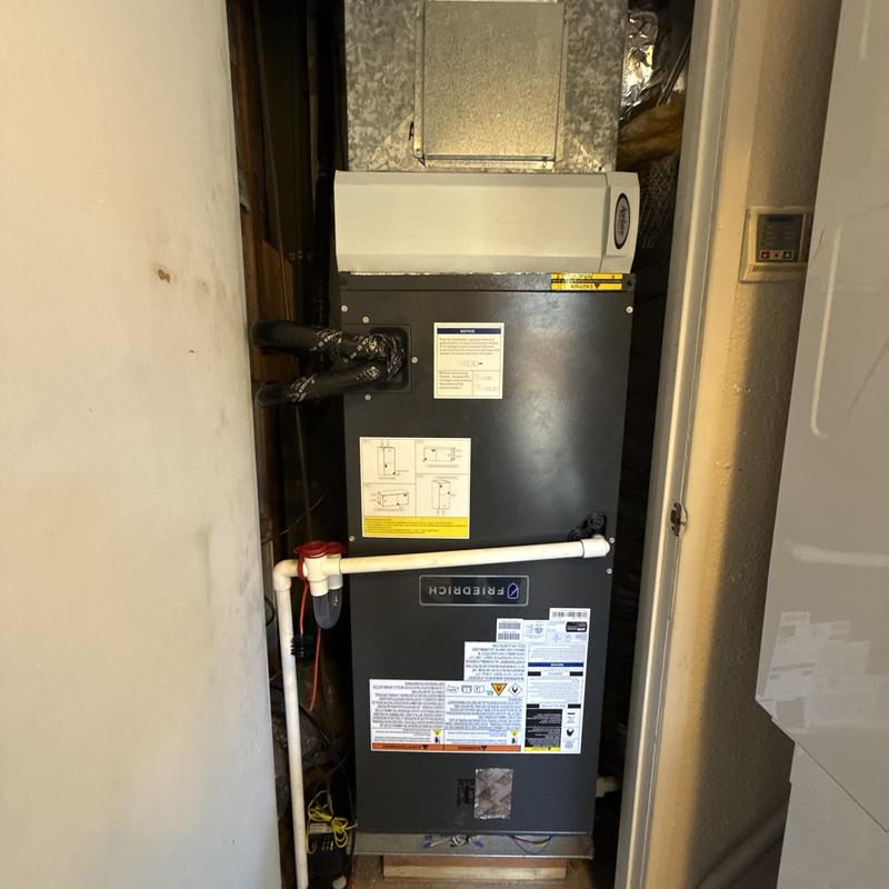 Friedrich air handler unit installed in utility closet Friedrich air handler unit installed in utility closet