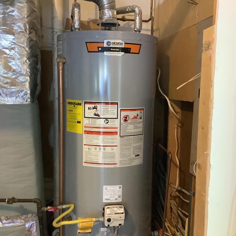 State Pro Line 75-gallon natural gas water heater installation State Pro Line 75-gallon natural gas water heater installation