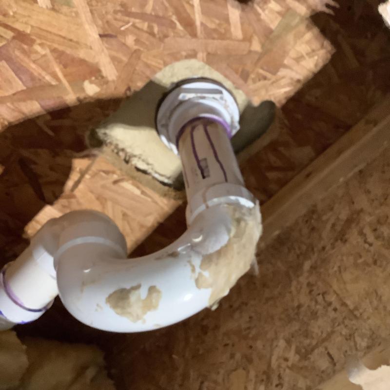 Fiberglass shower drain PVC piping installation underside Fiberglass shower drain PVC piping installation underside