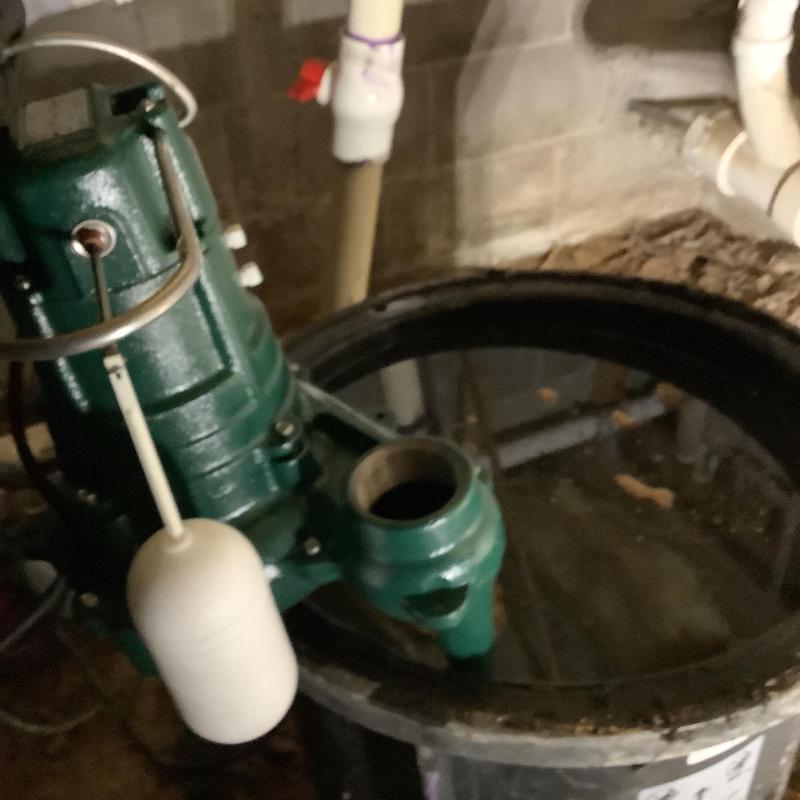 2 inch Zoeller sewage grinder pump in basin 2 inch Zoeller sewage grinder pump in basin