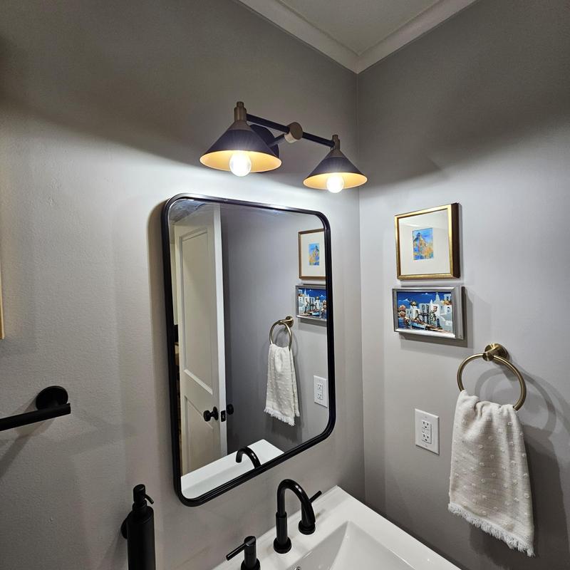 Bathroom lighting fixture and mirror installation Bathroom lighting fixture and mirror installation