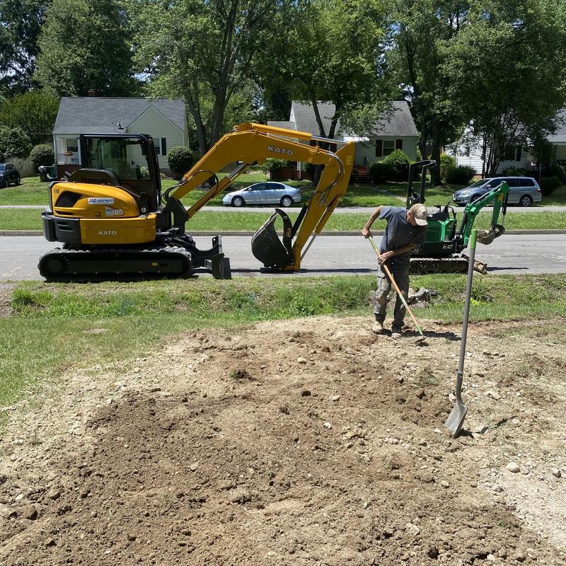Sewer line excavation with mini excavators and hand tools Sewer line excavation with mini excavators and hand tools