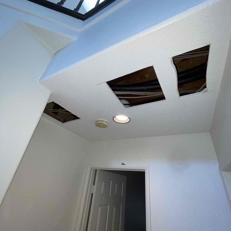 Ceiling drywall with cut sections for access