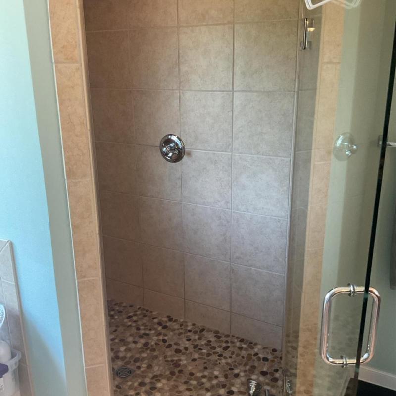 Delta tub and shower faucet trim with glass door Delta tub and shower faucet trim with glass door